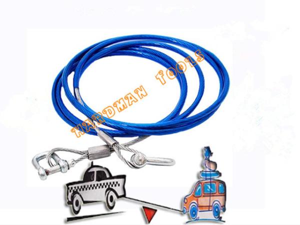 Quality OEM 10mmX4M Steel Cable Tow Rope Auto Tow Strap 2000KG Capacity for sale