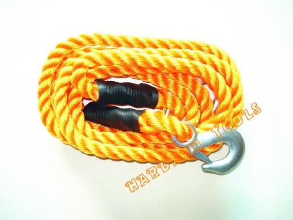 Quality Durable Yellow Car Tow Rope  For Vehicle With Forged Steel Hooks for sale