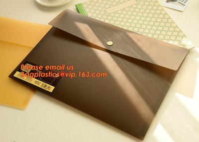 China PP Polypropylene Plastic Office Stationery, PP Translucent plastic button document file folder bag with line structure for sale