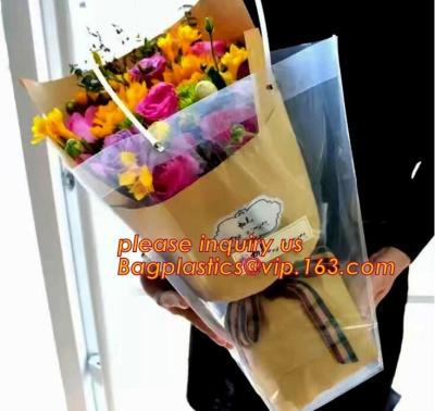 China Customized PP plastic transparent flower carry bags with hanging,Eco-friendly Recyclable flower bag transparent pp bag f for sale