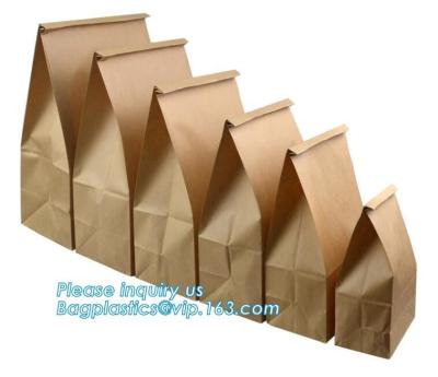 China Eco-friendly high quality recycled custom logo printed brown dessert food craft bread paper lunch bags wholesale, bageas for sale