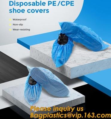 China Safety Products Equipment Indoor Disposable medical plastic shoe covers waterproof PE CPE material,PE material blue shoe for sale