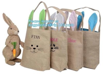 China burlap easter tote, bunny ear kid Jute Shopping Bag With Leather Handles,cambric bag,Custom logo jute tote shopping bag for sale