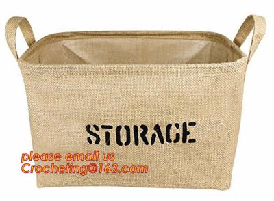 China 100% jute storage basket,natural jute material collapsible decorative storage basket,Home handmade jute woven rope toy s for sale