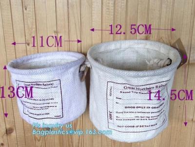 China Jute material small toy storage basket,Printing set of 3 Jute storage basket ,storage bin , laundry basket bin bagease for sale