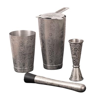 China 5 Pieces Stainless Steel Homeware Cocktail Boston Shaker Muddler for sale