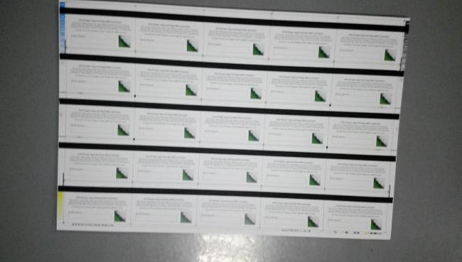 Finished magnetic stripe cards produced by the machine
