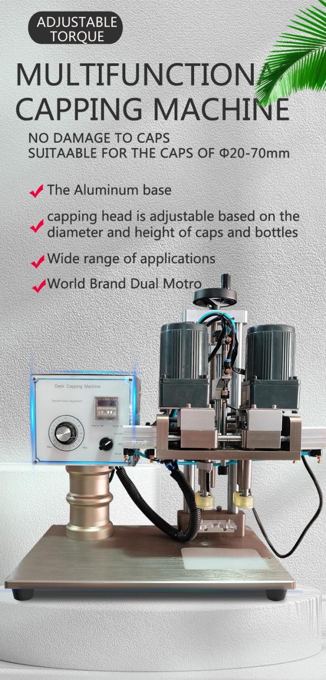 Small Pneumatic Honey PET Bench Bottle Screw Capper Mineral Water Bottle Cap Sealing Machine