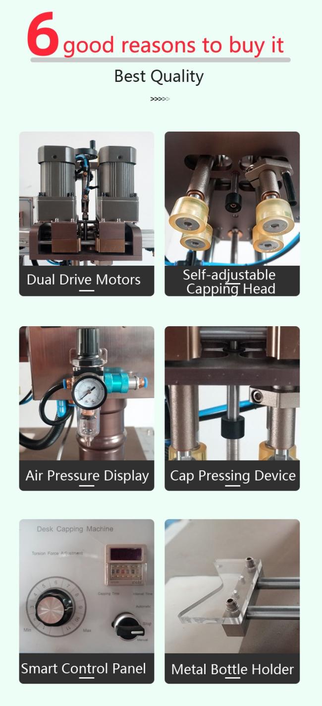 Small Pneumatic Honey PET Bench Bottle Screw Capper Mineral Water Bottle Cap Sealing Machine