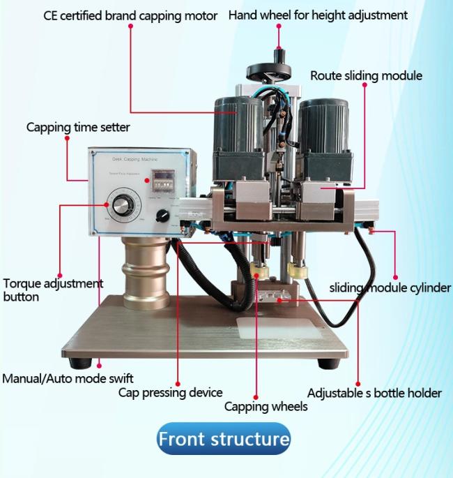 Small Pneumatic Honey PET Bench Bottle Screw Capper Mineral Water Bottle Cap Sealing Machine