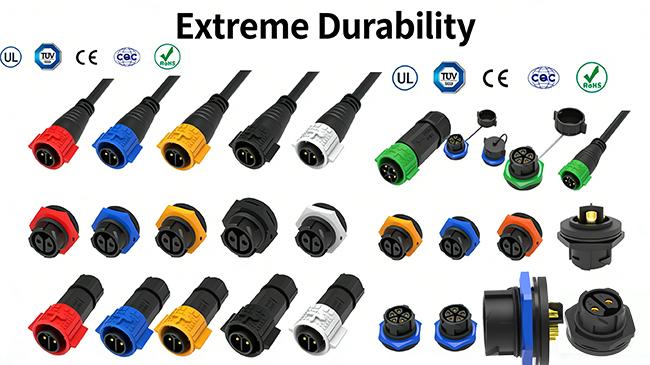 Additional product images and application examples of M19 waterproof connectors
