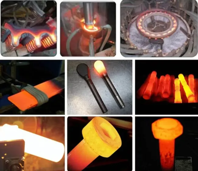 Close-up of induction heating