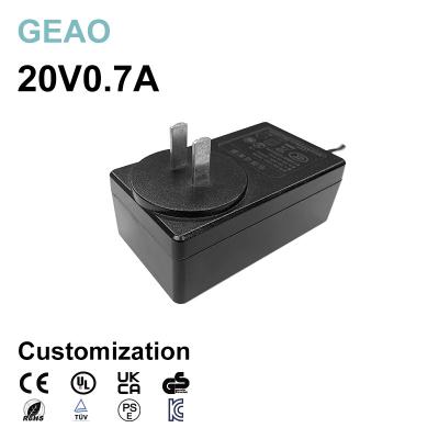 中国 20V 0.7A Wall Mounted Power Adapters For Depilator Monitor Monitoring Adapter Barcode Printer Single Color Neon 販売のため