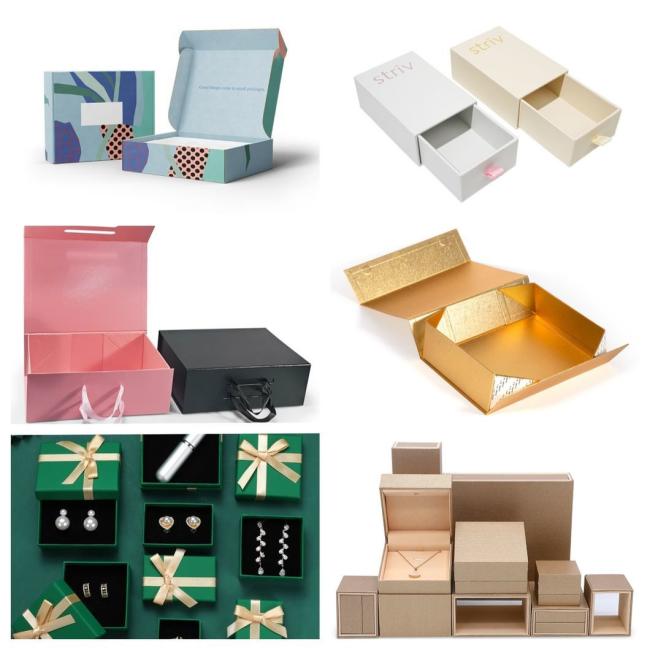 Custom Luxury Black Jewelry Packaging Paper Necklace Ring Earring Boxes Lid and Base Jewellery Set Case Cardboard Gift Box with Foam Insert