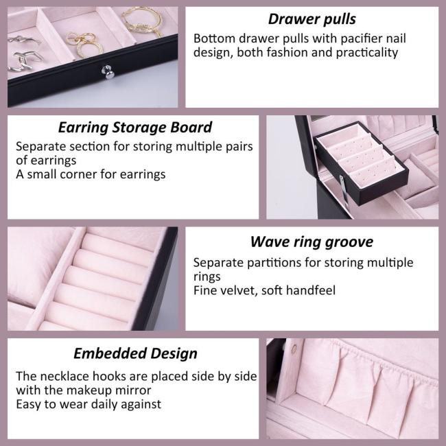 Custom Logo Luxury Jewelry Gift Box Travel Ring Necklace Leather Packaging Storage Box