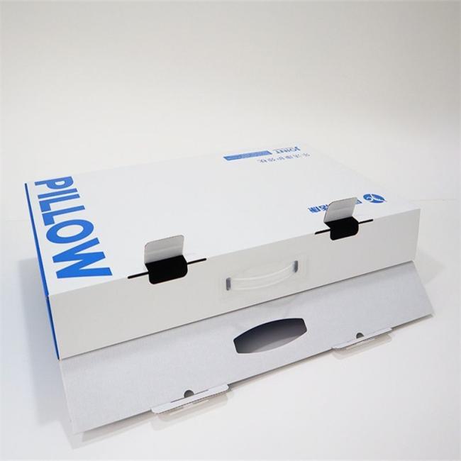 Custom Logo Folding Flat Corrugated Cardboard Kraft Paper Household Pillow Fruits Foods Packaging/Shipping/Moving/Storage Boxes Mailer Box with Plastic Handle