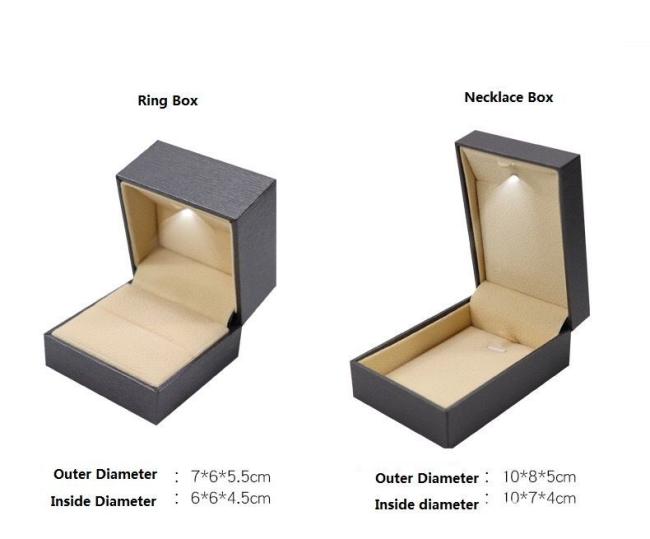 China Wholesale 100% Recyclable Paper Packaging Drawer Box, PU Leather Jewelry Clamshell Box with LED Light for Ring/Earring/Bracelet, Free Samples Available