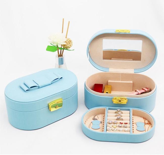 Fashion Solid Luxury Portable PU Leather PVC Cardboard Jewelry Jewellery Set Gift Packaging Packing Travel Holder Organizer Mini Box for Women Girls