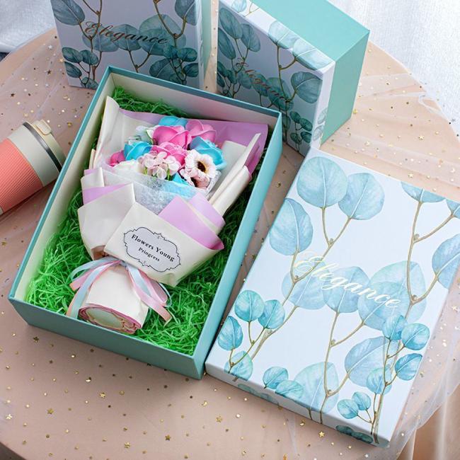 White Cardboard Paper Packaging Gift Box with Ribbon, Luxury Wedding Party Gift Carton Box