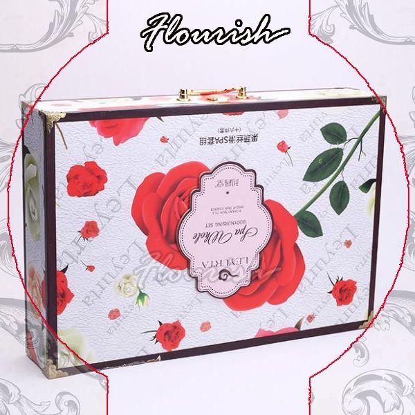 Popular Luxury Flower Printed Rigid Cardboard Cosmetic Jewelry Packaging Gift Paper Case Box