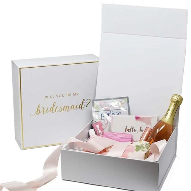 High Quality Hand Made Beautiful Custom Luxury Packaging White Cardboard Magnetic Closure Gift Perfume Cosmetic Box for Bridesmaid Mother′s Day Valentine′s Day