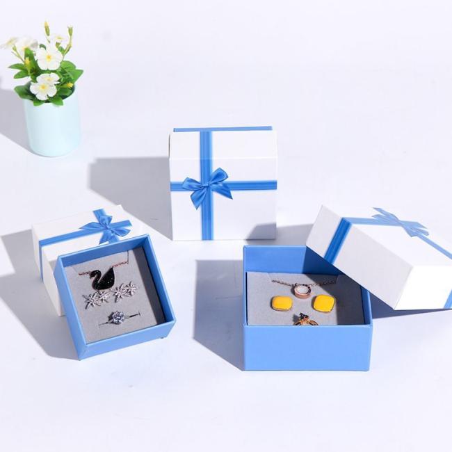 Foam Insert Lid and Base Cardboard Paper Packaging Gift Box, Luxury Ring Necklace Jewelry Box
