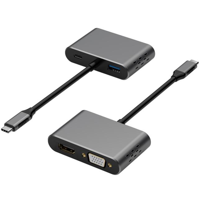 USB-C hub in use with multiple connected devices and displays