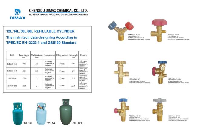 Professional Manufacturer Refrigerant Gas R134A Recycled Cylinder