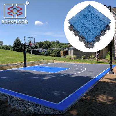 China 414g/ Piece Modular Sport Tiles PP Basketball Court Plastic Tiles for sale
