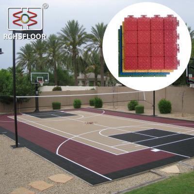 China Tennis Modular Sport Tiles 340*340*18.1mm Basketball Court Plastic Tiles for sale