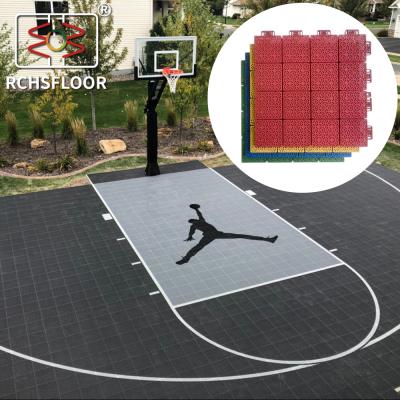 China Volleyball Interlocking Floor Tiles 18.1mm Basketball Court Flooring Tiles for sale
