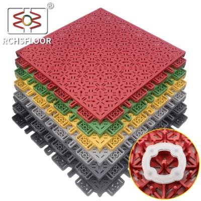 China 18mm PP Modular Sport Tiles 595g/Pc Polypropylene Interlocking Tiles for sale