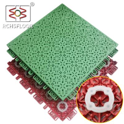 China Customized LOGO PP Modular Sport Tiles Interlocking Plastic Floor Tiles for sale