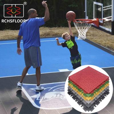 China 595g/Pc Outdoor Sport Court Tiles Polypropylene Floor Tiles 340mm*340mm*18mm for sale