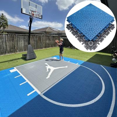 China Profissional Pp modificado elástico desporto ao ar livre polipropileno interlocking quintal de quadra de basquetebol azulejos de chão do quintal à venda