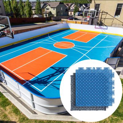 China Top de venta Anti-deslizante Anti-fatiga PP entrelazamiento elástico Fiba 3x3 cancha de baloncesto azulejos de suelo de los deportes de piso de estera de suelo en venta