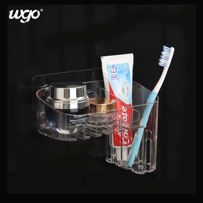China Wall Suction Clear Toothbrush Cup Holder 180mm Wide ISO9001 Approved for sale