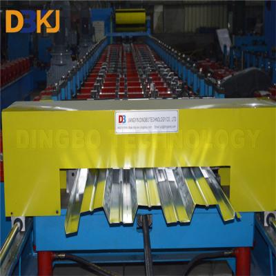 China 22KW Deck Floor Roll Forming Machine Steel Material With 10 Tons Hydraulic Decoiler for sale