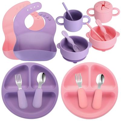 China Reusable Thickened Silicone Baby Feeding Set , Nontoxic Suction Cup Plates And Bowls for sale