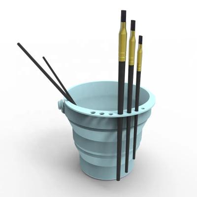 China Leakproof Silicone Paintbrush Bucket , Harmless Silicone Pen Wash Folding Bucket for sale