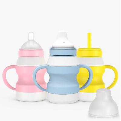 China Odorless Silicone Baby Feeding Bottle Leakproof Transparent Pyramid Shape for sale