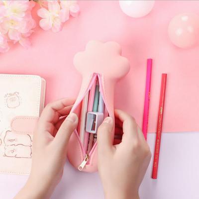 China Caixa de lápis de silicone, Bolsa de lápis rosa-magenta, Bolsa de lápis pequena, Bolsa de lápis estética à venda