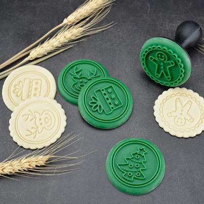 China Cortadores de biscoitos de Natal de silicone selos, moldes 3D de biscoitos de Natal, ferramenta de cozimento de biscoitos de Natal à venda