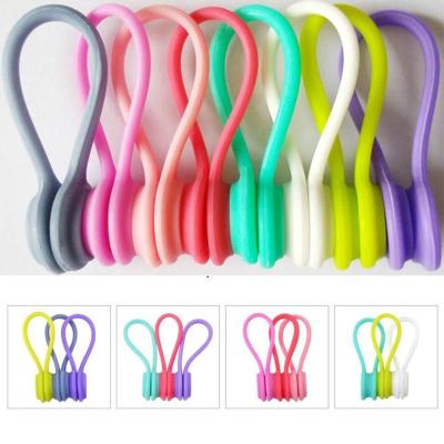 China Silicone Magnetic Cable Ties Reusable Cable Organizers Earbuds Cords USB Cable Manager Keeper Wrap Ties Straps Bookmark for sale