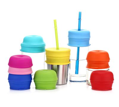China Silicone Sippy Straw Cup Lids For Toddlers Babies Drinking Straws Reusable Spill-Proof Yeti Rambler Mason Cups Mugs Lids for sale