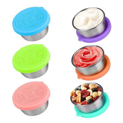 China Dressing Containers to Go for Condiments, Salad Dressing, Dips, Snacks, Stainless Steel Dipping Sauce Cups, Mini Food for sale