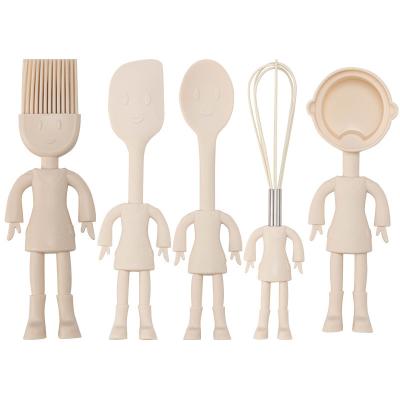 China Country Kitchen Set Of Five Silicone MINI Kitchen Utensil Set Silicone Kitchen Baking Tools  Whisk Tong, Spatula, Spoon for sale