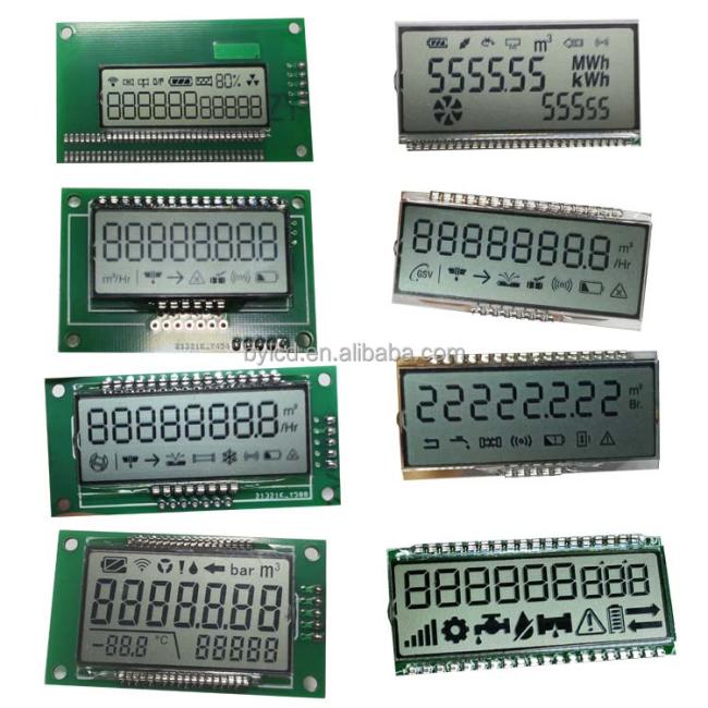 8 digits 23 pin custom segment TN LCD display glass with 53x25mm size for gas water electric meters 2