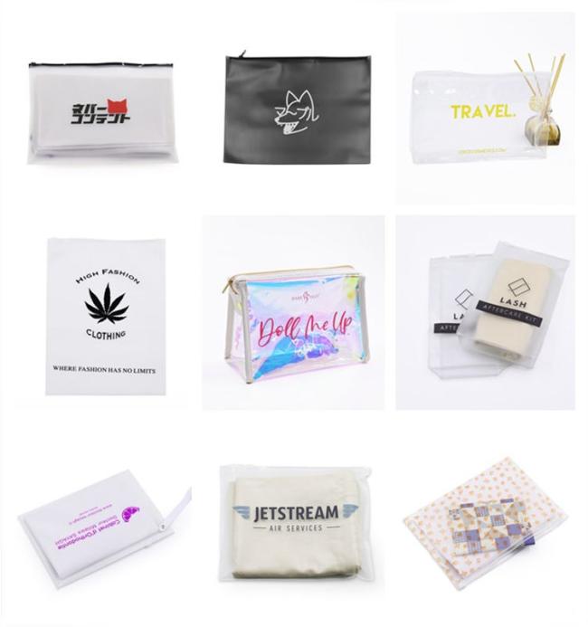 Custom LOGO Frosted PVC Zip lockk Biodegradable Plastic Pouch Bikini Swimwear Swimsuit Underwear Packaging Zipper Bag Palm tree
