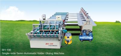 China Semi-automatic Box Pasting Machine, Single-side / Double-side, Folding + Gluing + Pressing for sale